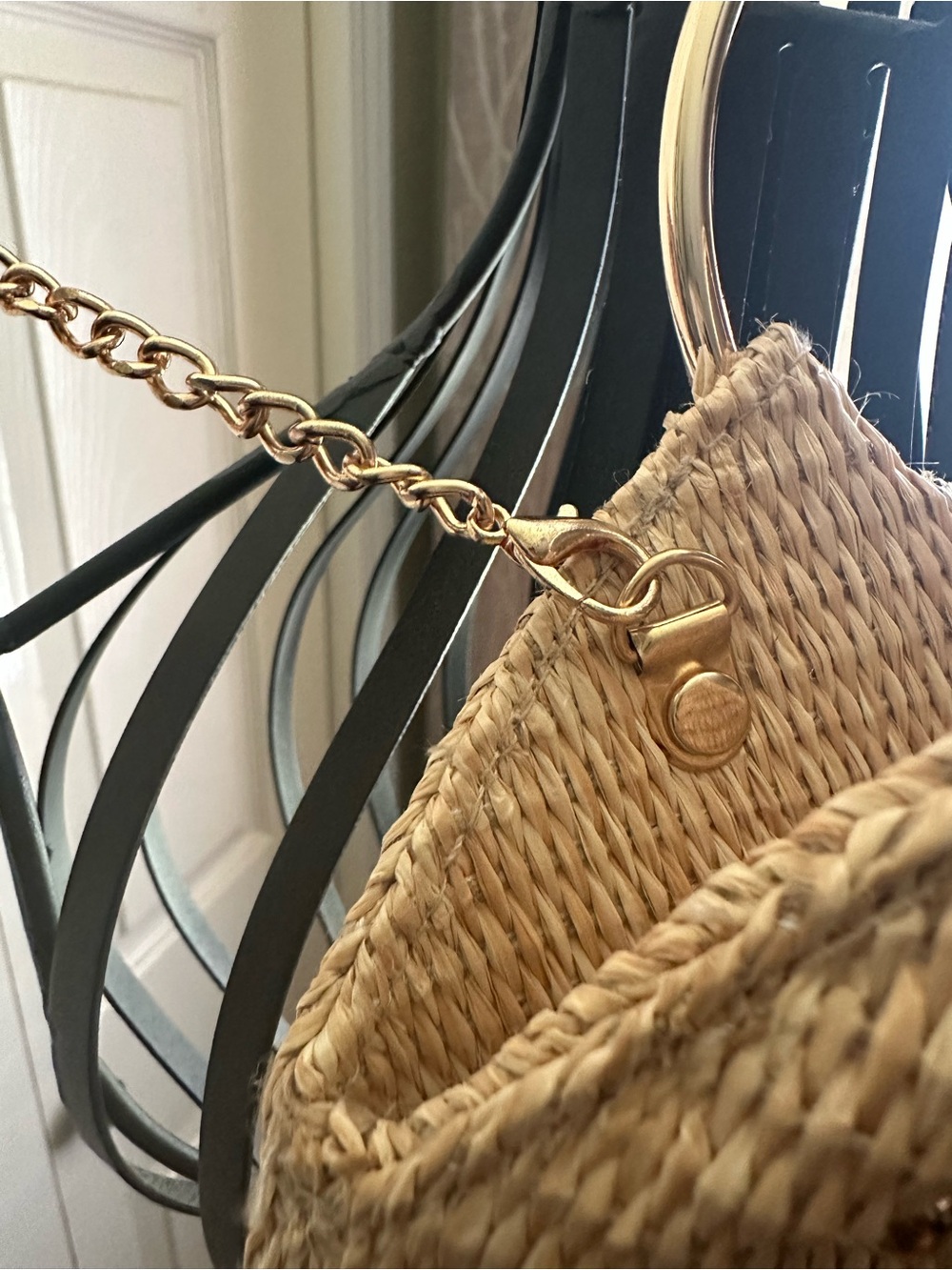 Urban Expressions Harper Straw Studded Evening Bag – Natural Gold Accent - Picture 5 of 6